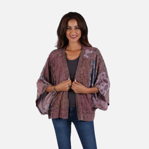 Nwt SACRED THREADS patch floral rayon open CARDIGAN JACKET TOP 3X - Picture 1 of 6